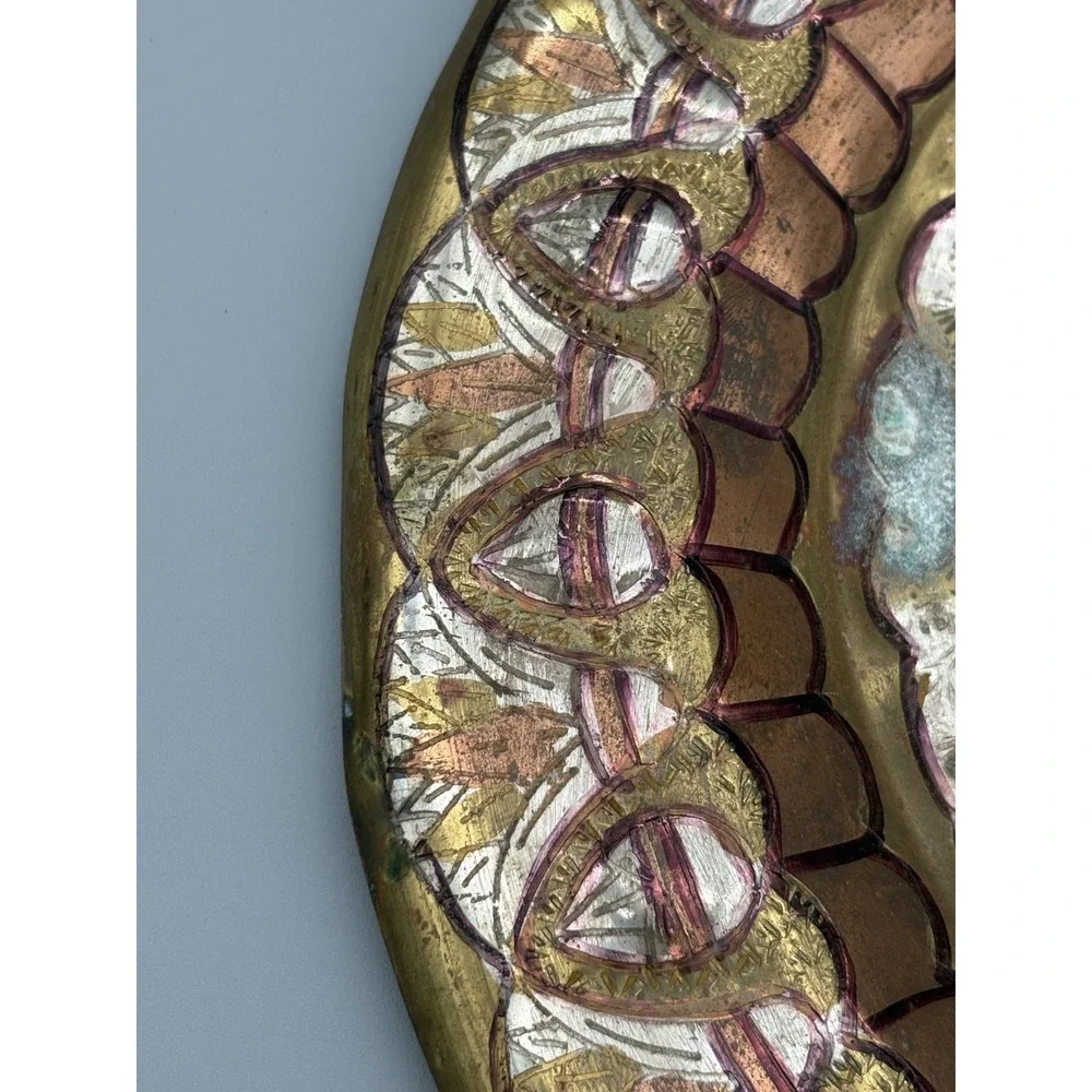 Vintage Copper Brass Hanging Wall Plate with PATINA 11.75
